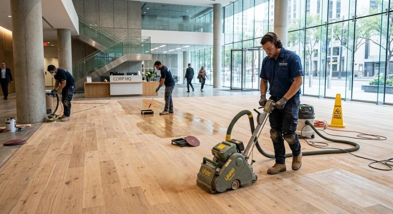Our team working on Wood Floor Service projects in Carlsbad, CA