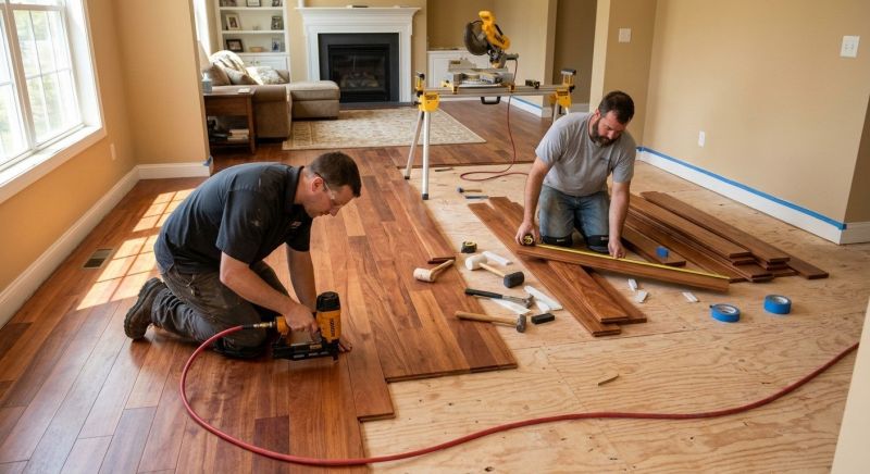 Cherry Floor Installation in Del Mar, CA