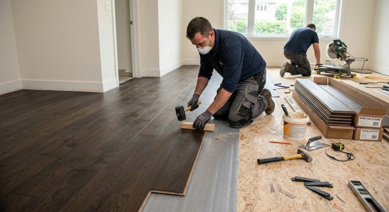 Dark Wood Floor Installation in Carlsbad, CA